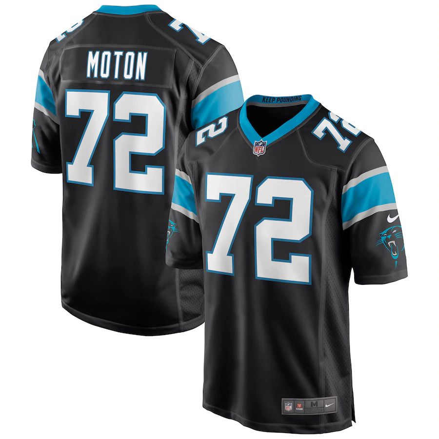 Men Carolina Panthers #72 Taylor Moton Nike Black Game NFL Jersey